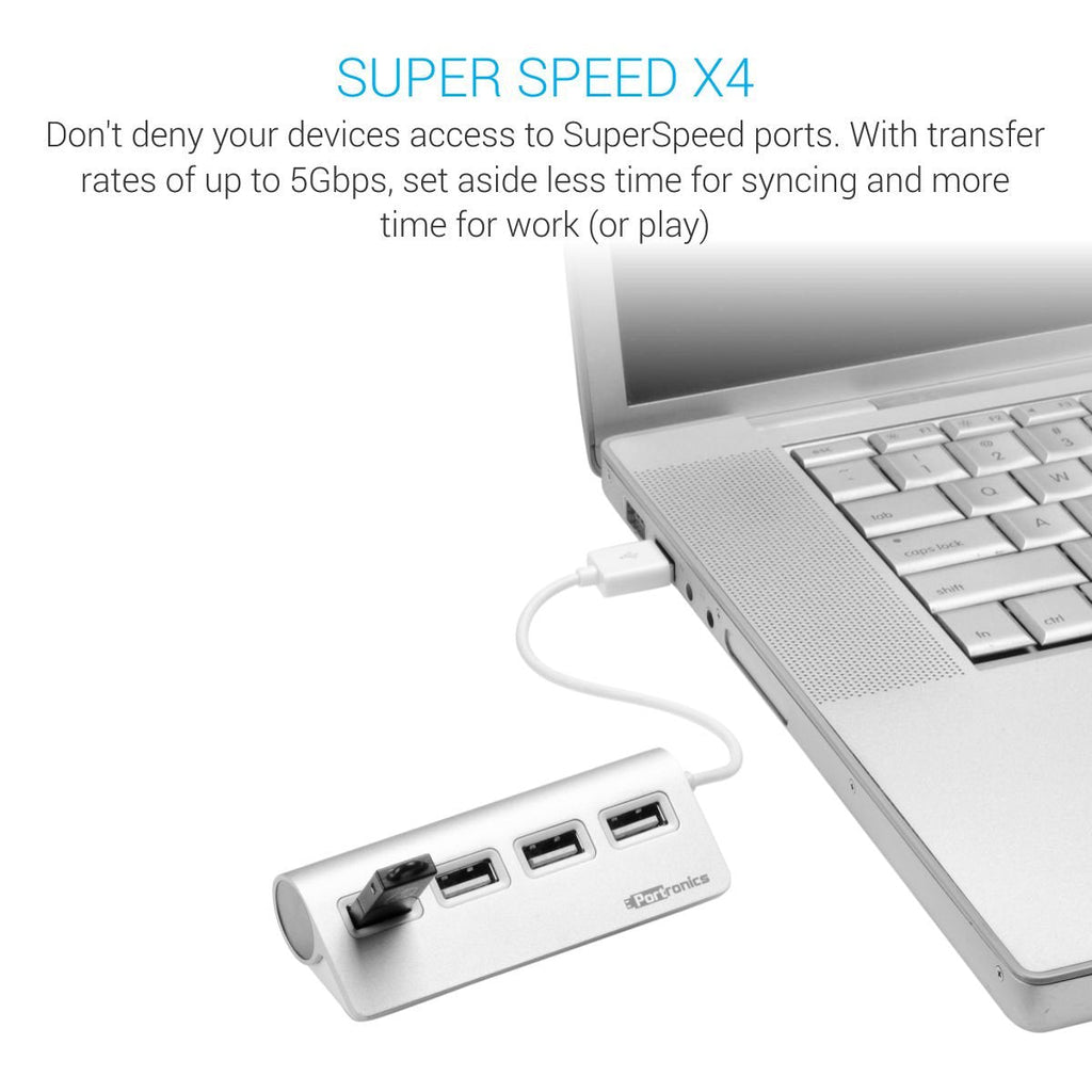 Portronics POR-717 MPort 24 USB 2.0 Hub with 4 USB Ports and Aluminum Build