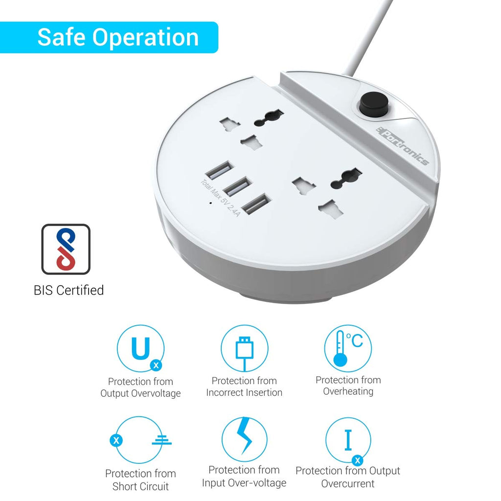 Portronics Power BUN  Phone Docking Station  with 2 AC Outlets and 3 USB Charging Ports