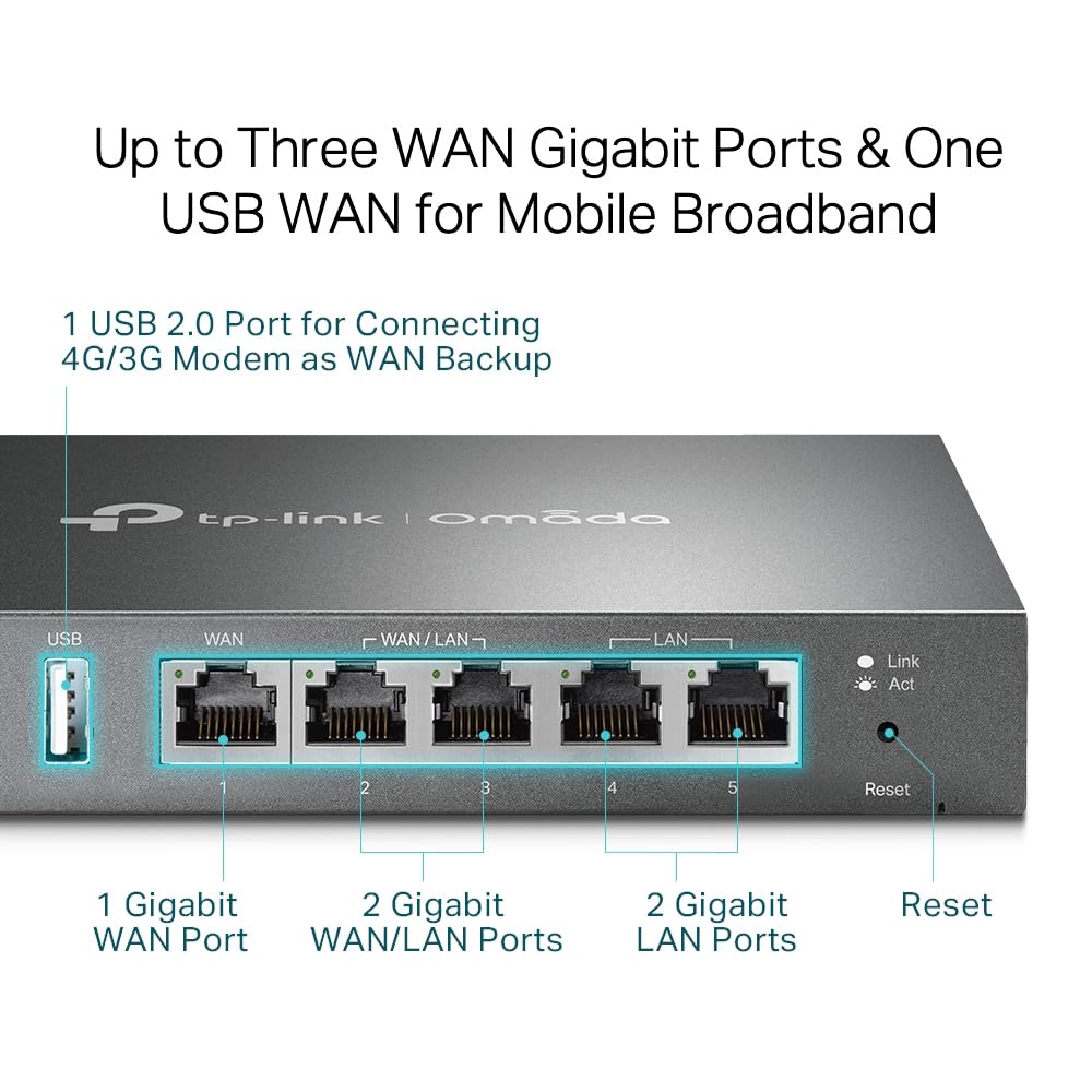 TP-Link Omada ER605 Gigabit VPN Multi-WAN Wired Single Band Router Gateway - Black