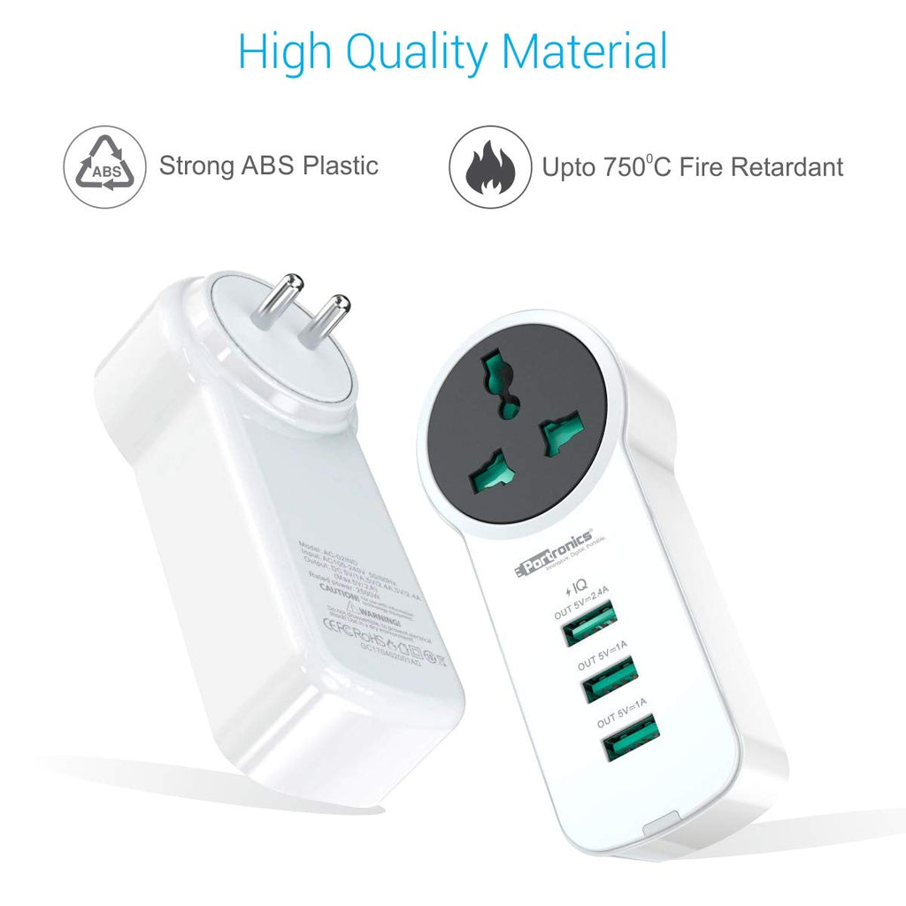 Portronics UniPower POR-077 Intelligent Portable Universal Charging Hub Station With 3. USB ports and 1 AC Socket