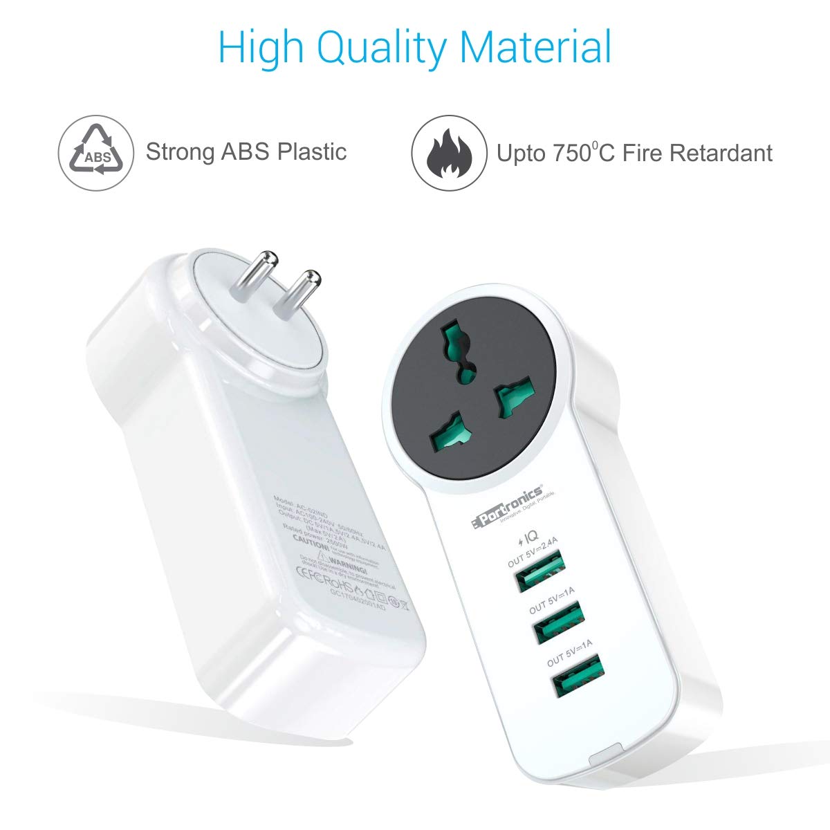 Portronics UniPower POR-077 Intelligent Portable Universal Charging Hub Station With 3. USB ports and 1 AC Socket