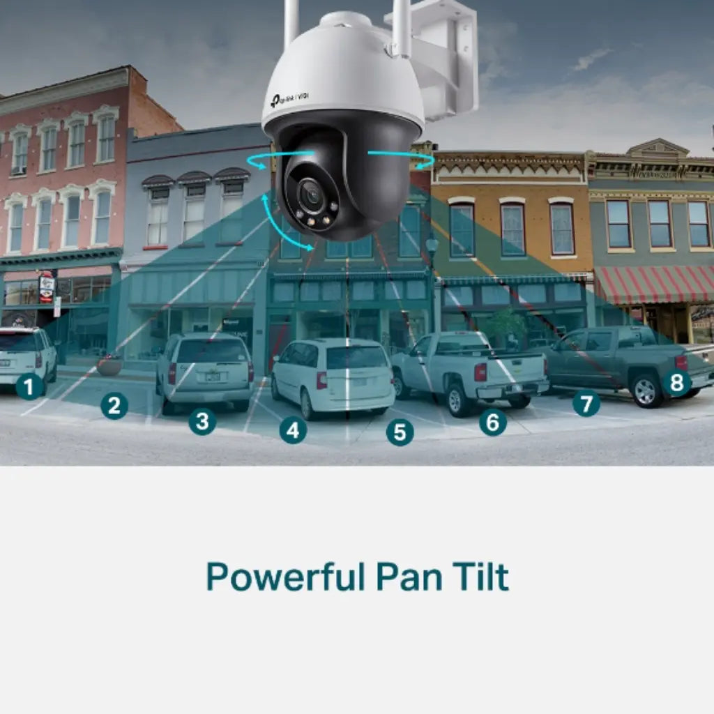 TP-Link VIGI C540W 4MP 4MM Outdoor Full-Color Wi-Fi Pan Tilt Security Camera IP66-tpstech.in