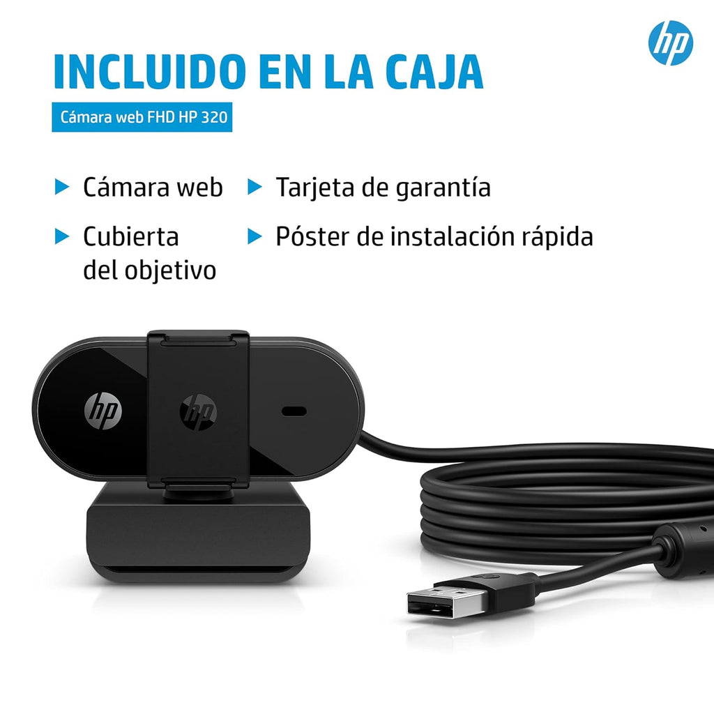 HP 320 FHD Webcam - USB-A Computer Camera with Mic & Privacy Cover - for Desktop, Laptop, & Chromebook