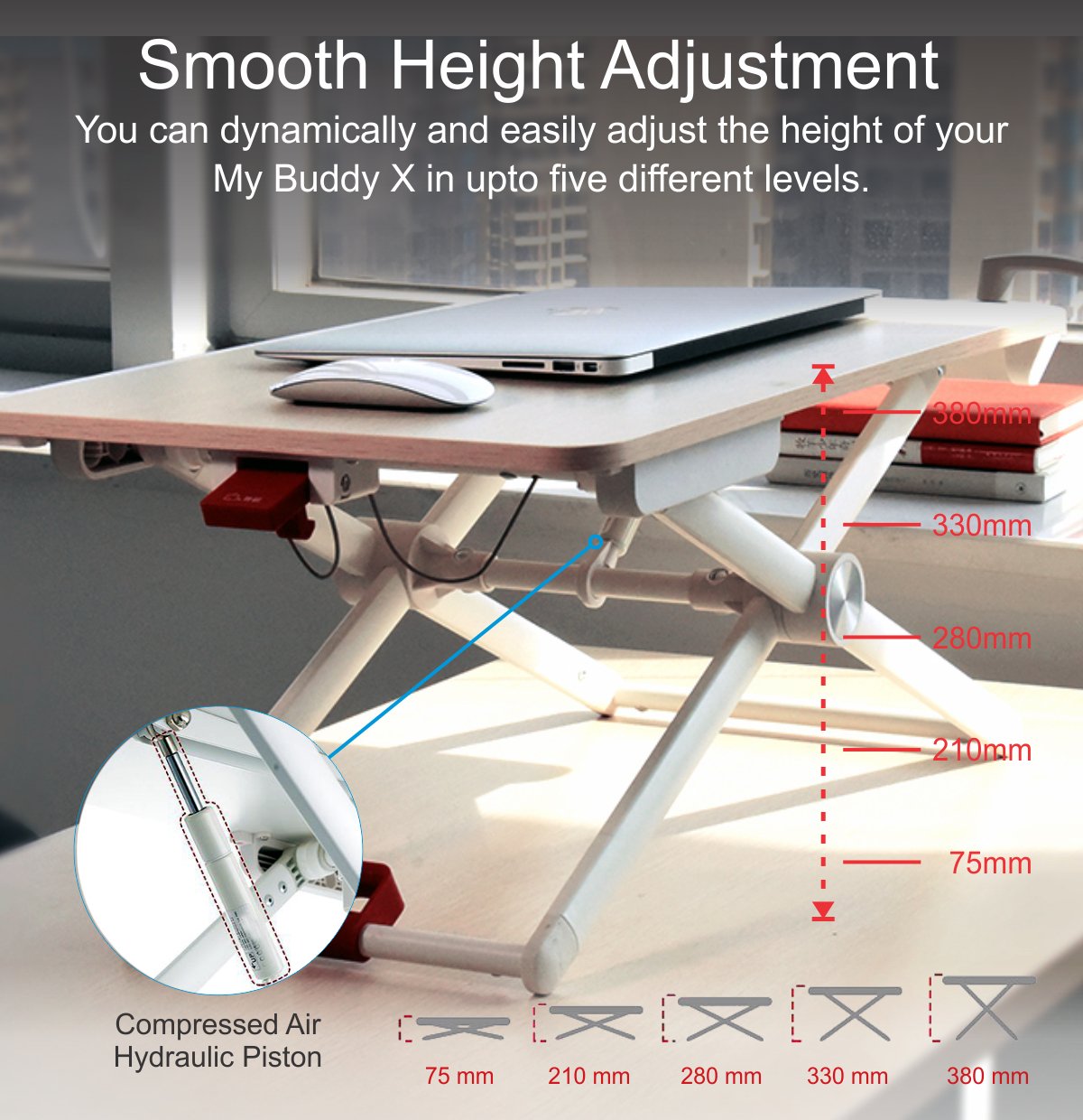 Portronics POR-857 My Buddy X Laptop Stand with Hydraulic Piston Fitted Height Adjustment