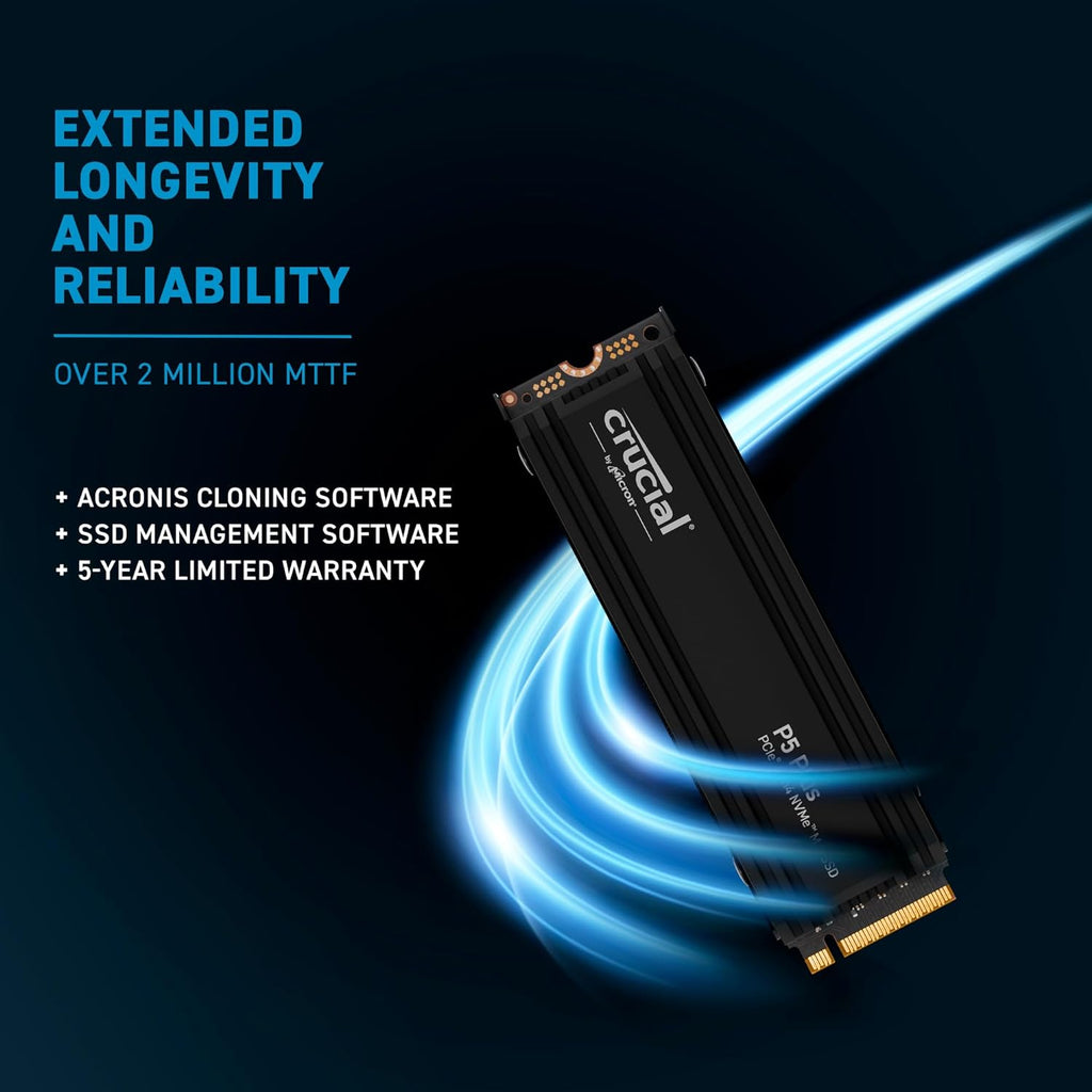 Crucial P5 Plus 2TB Gen4 NVMe M.2 SSD with Heatsink