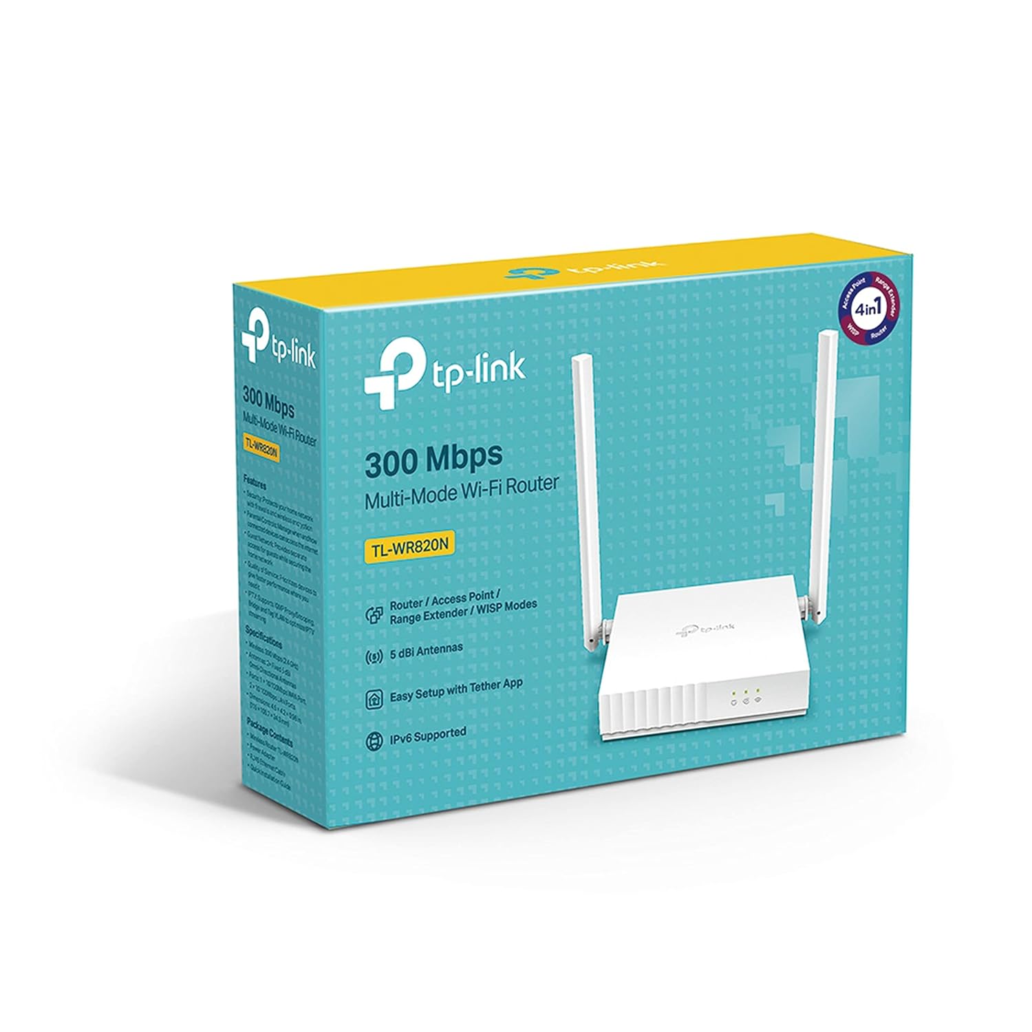 TP-Link N300 TL-WR820N 2.4 GHz 300Mbps Single Band Wi-Fi Router - White