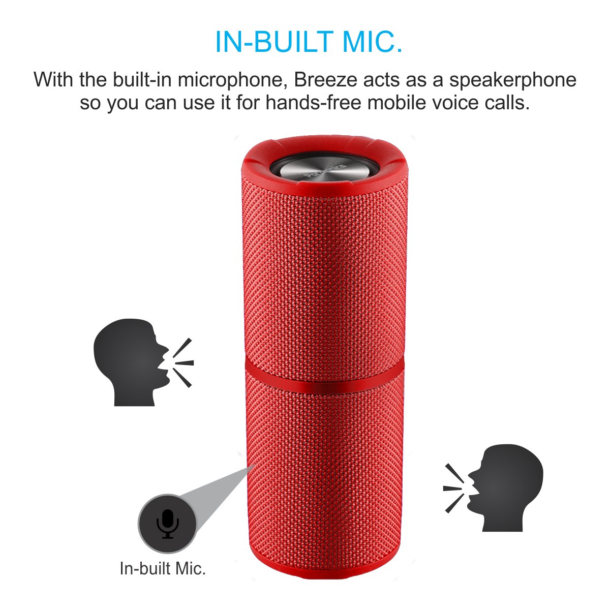 Portronics POR-887 Breeze Bluetooth 4.1 Wireless Stereo Speaker with True Wireless Stereo and Water Resistant(Red)