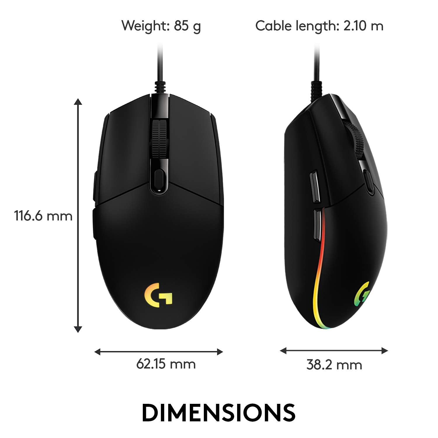 Logitech G102 Lightsync RGB Wired Optical Gaming Mouse - Black