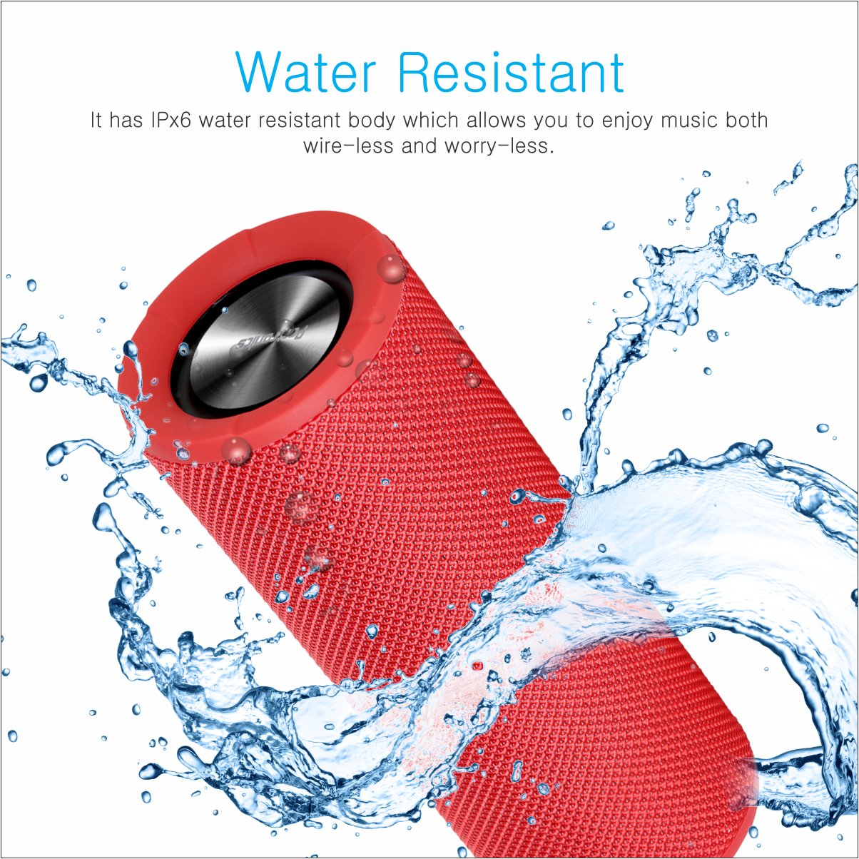 Portronics POR-887 Breeze Bluetooth 4.1 Wireless Stereo Speaker with True Wireless Stereo and Water Resistant(Red)