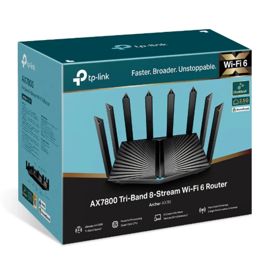 TP-Link Archer AX95 AX7800 Tri-Band Wi-Fi 6 Router 8-Stream 2.5G Multi-Gig Port-tpstech.in