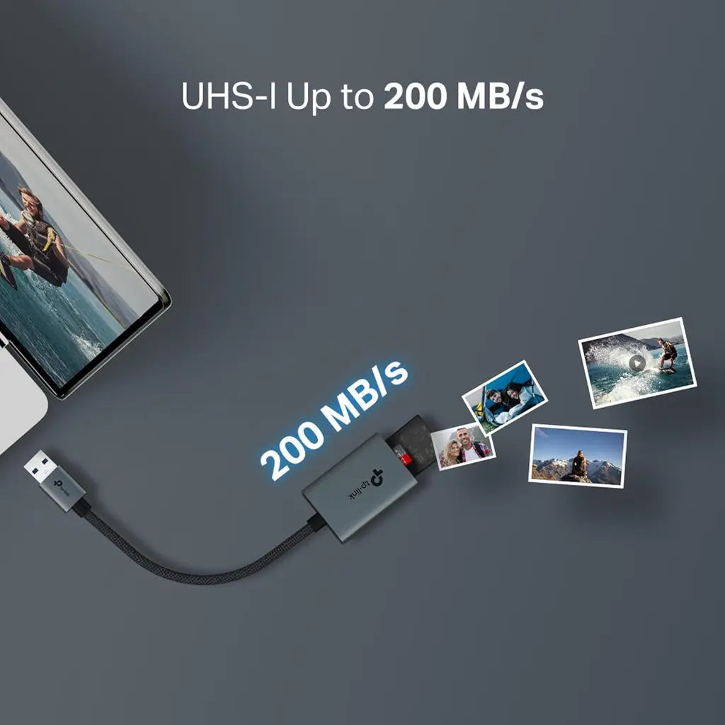 TP-Link UA430 USB 3.0 Type-A to SD & microSD Card Reader Dual Slot 5Gbps Transfer Speed-tpstech.in