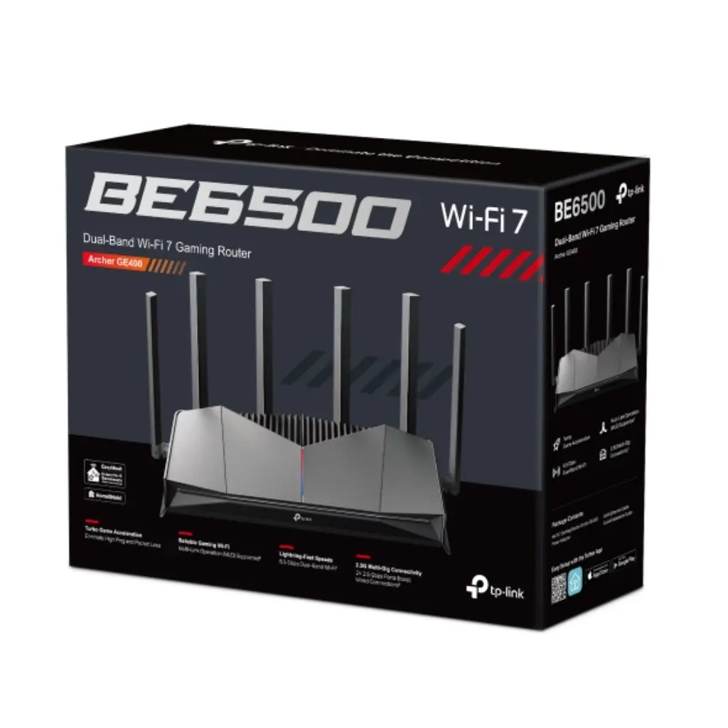 TP-Link Archer GE400 BE6500 Dual Band WiFi 7 Gaming Router with 6 Antennas