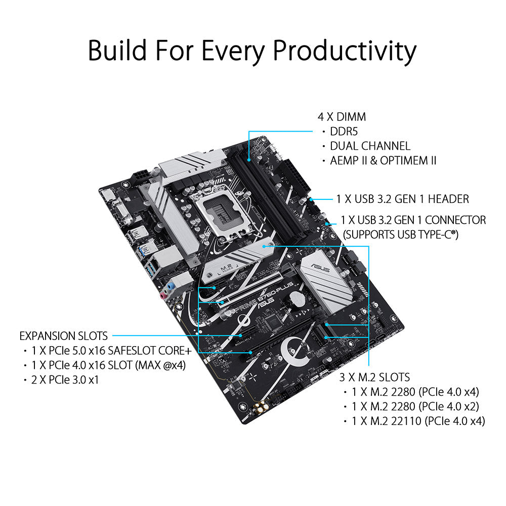 ASUS PRIME B760-PLUS Intel B760 LGA 1700 ATX DDR5 Motherboard