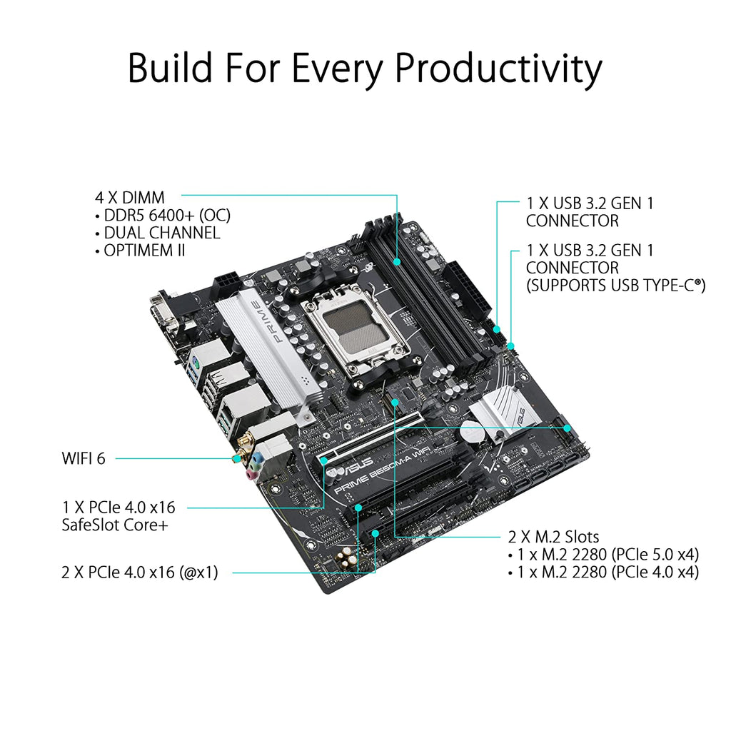 ASUS PRIME B650M-A WIFI AMD B650 AM5 Micro-ATX Motherboard