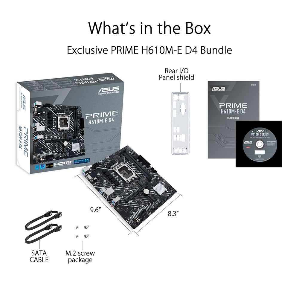 ASUS PRIME H610M-E D4 Intel H670 LGA 1700 ATX Motherboard with PCIe 4.0 and Dual M.2 Slots