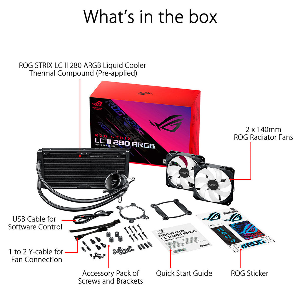 ASUS ROG STRIX LC II 280 ARGB AIO 280mm Liquid Cooler with Dual 140mm PWM Fans