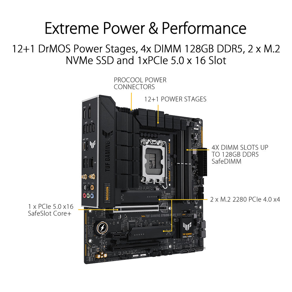 ASUS TUF GAMING B760M-PLUS WIFI II DDR5 Intel B760 LGA 1700 Micro-ATX Motherboard