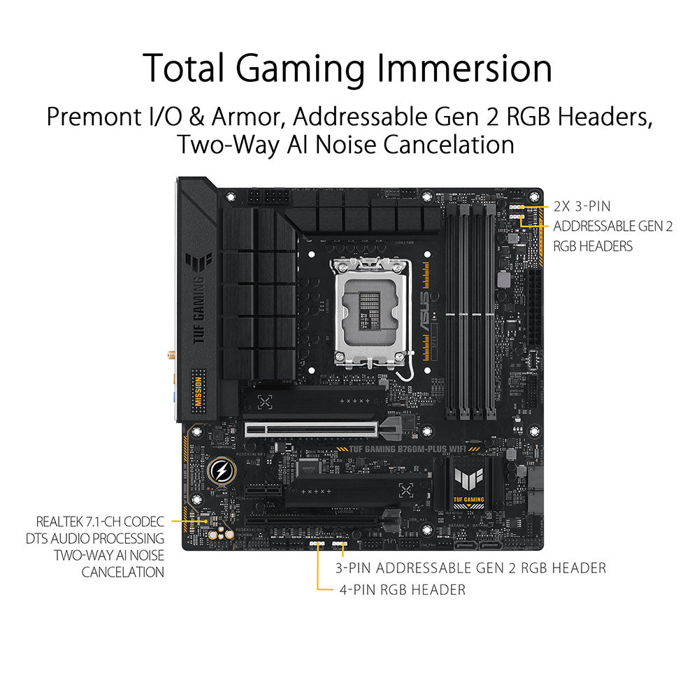 ASUS TUF GAMING B760M-PLUS WIFI II DDR5 Intel B760 LGA 1700 Micro-ATX Motherboard