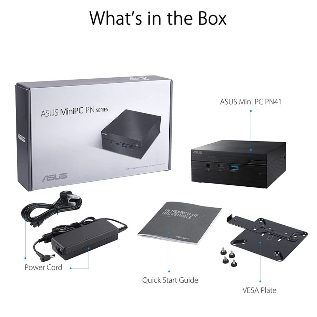 ASUS Mini PC PN41 with Intel Celeron N4500 Processor, Intel WiFi 6 and USB 3.2 Type-C [Without storage, Without Ram]