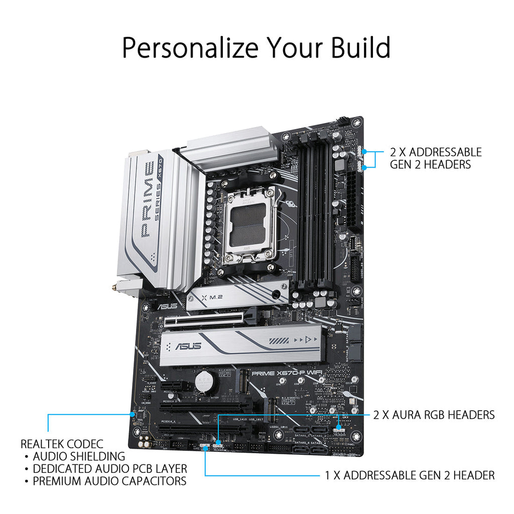 ASUS PRIME X670-P WIFI CSM AMD Socket AM5 ATX Motherboard with DDR5 and PCIe 5.0
