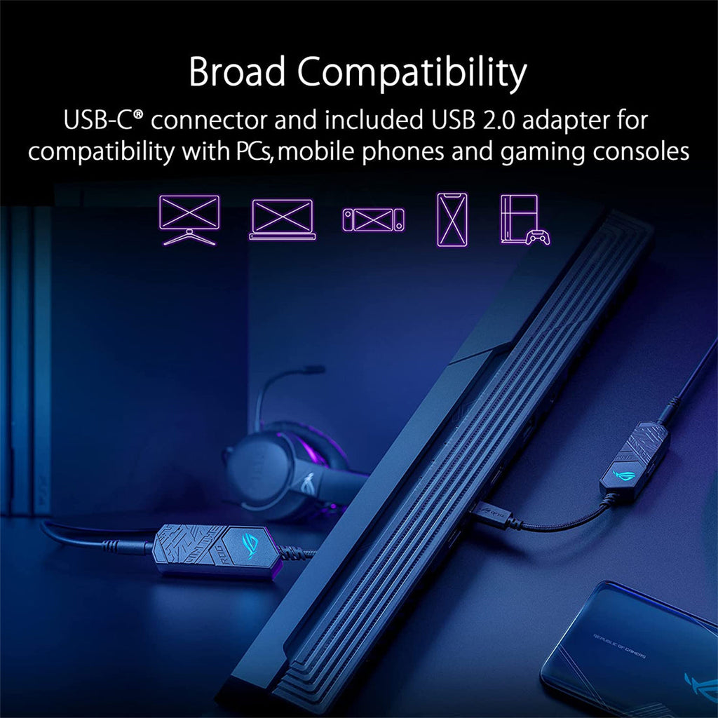 ASUS ROG Clavis USB-C to 3.5 mm Gaming DAC with AI Noise-Canceling Mic and MQA Rendering