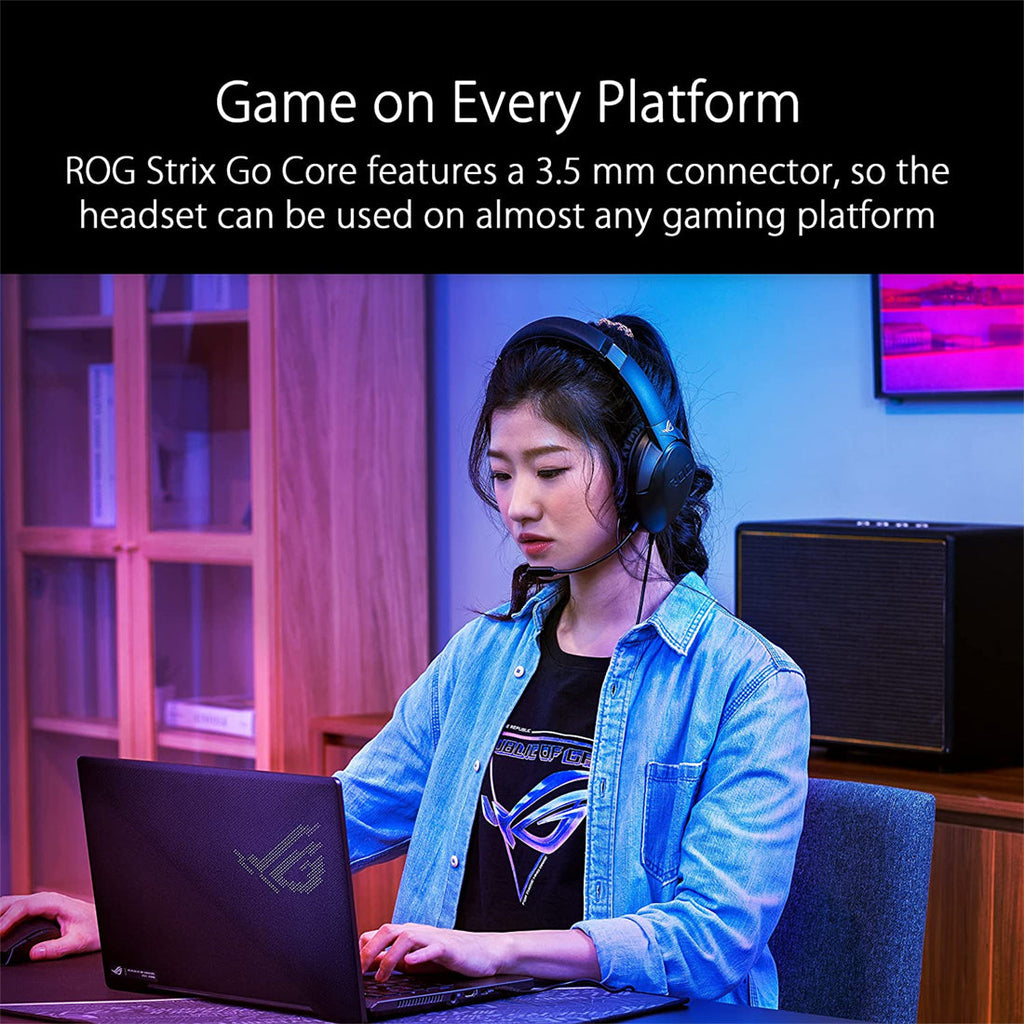 ASUS ROG Strix Go Core Over Ear Wired Gaming Headset with Volume Adjustments