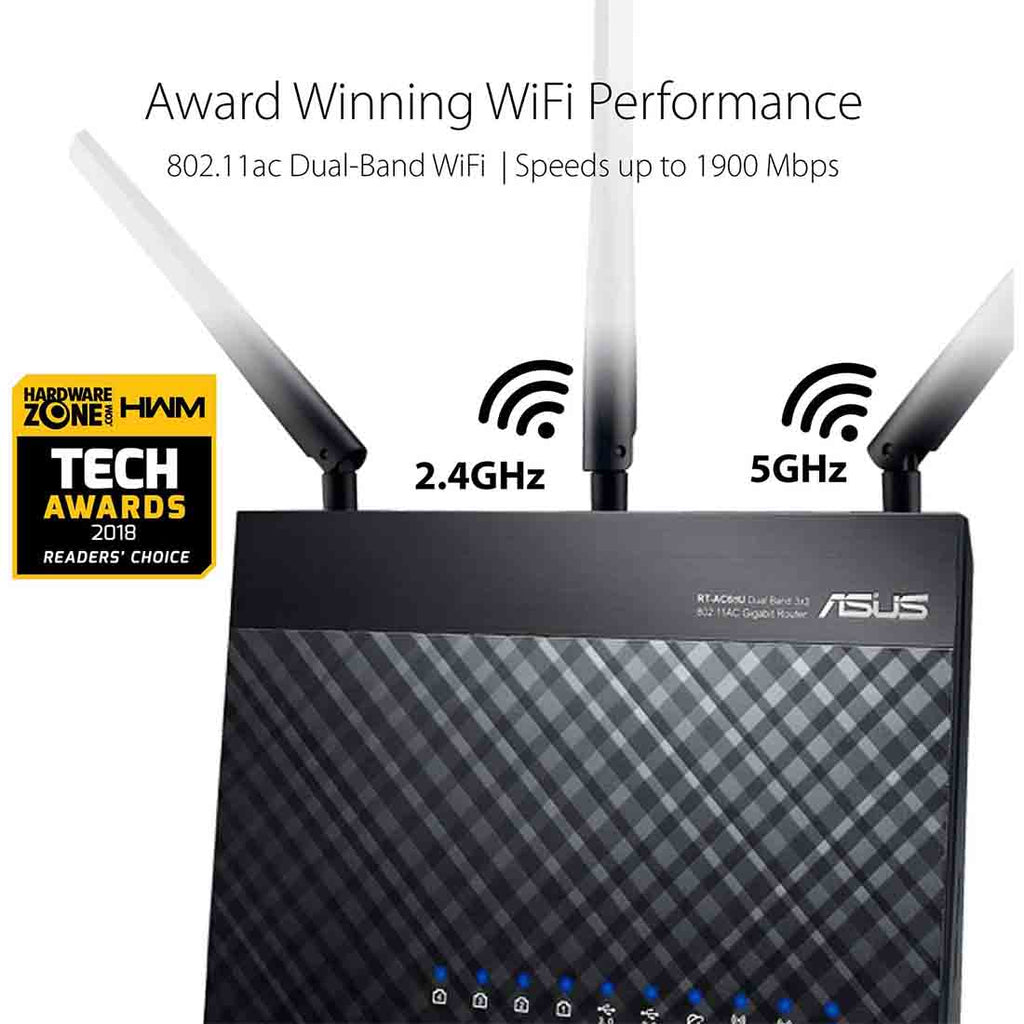 ASUS RT-AC68U AC1900 Dual Band Gigabit WiFi Router with MU-MIMO AiMesh AiProtection and Parental Control