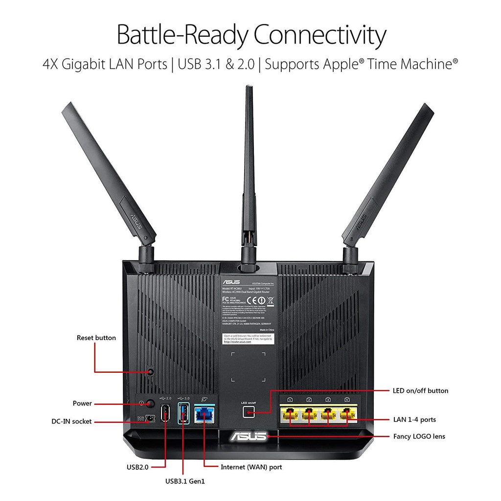 ASUS RT-AC86U (Pack of 2) AC2900 Dual Band Gigabit WiFi Router with AiMesh and AiProtection Support