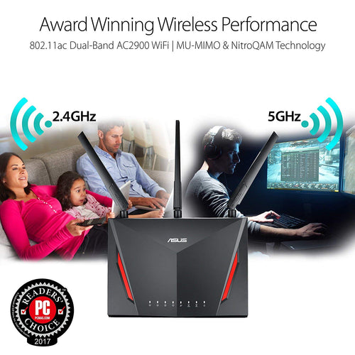 ASUS RT-AC86U AC2900 Dual Band Gigabit Gaming WiFi Router with MU-MIMO AiMesh AiProtection and WTFast game accelerator