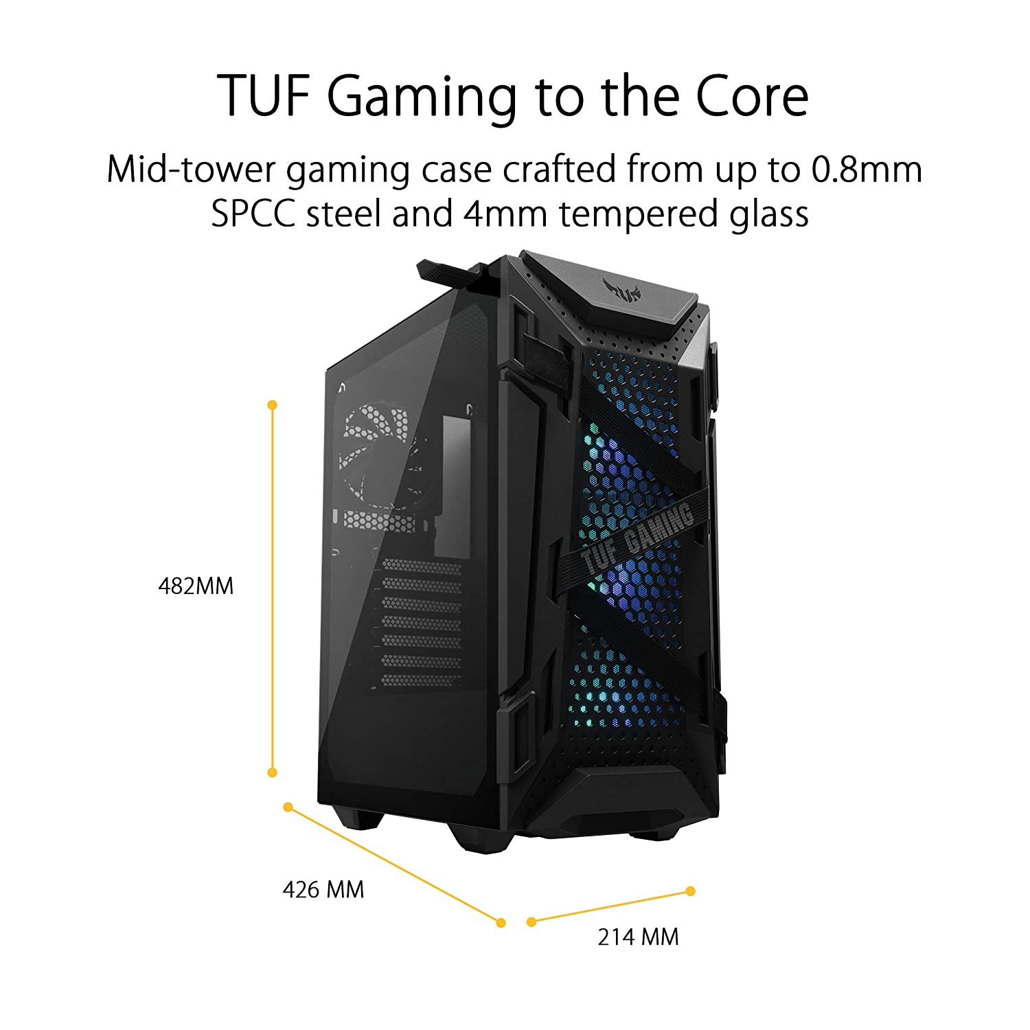 Asus TUF Gaming GT301 Mid-Tower Compact Case with 3 Pre-Installed 120mm Aura Sync ARGB Fans