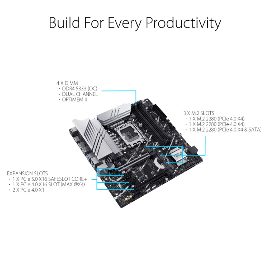 ASUS PRIME Z790M-PLUS D5 Intel Z790 LGA 1700 Micro-ATX Motherboard