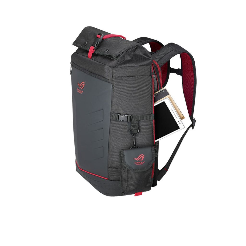 Asus ROG Ranger 17-inch Roll Top Laptop Backpack with Removable Side Pocket and Built-in Rain Cover