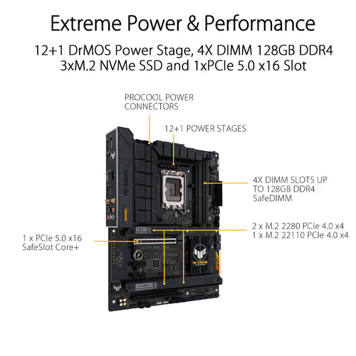 ASUS TUF GAMING B760-PLUS WIFI D4 Intel B760 LGA 1700 ATX Gaming Motherboard