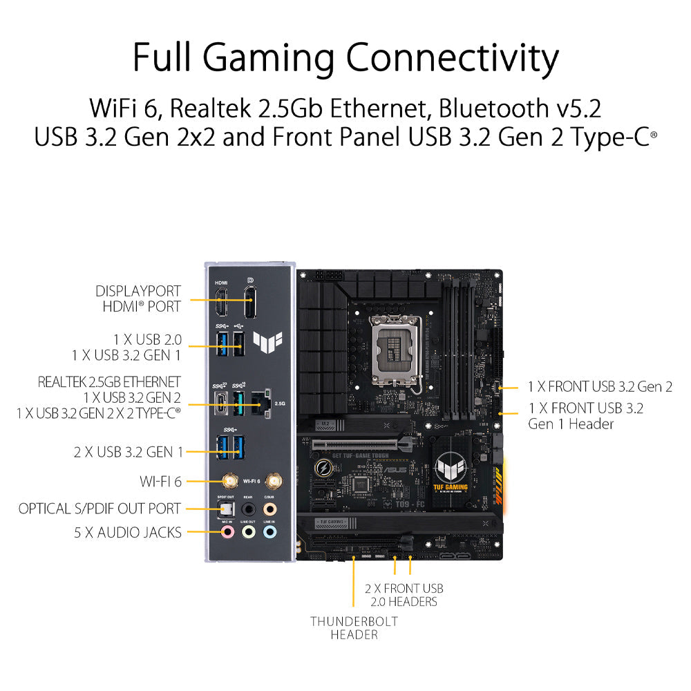 ASUS TUF GAMING B760-PLUS WIFI D4 Intel B760 LGA 1700 ATX Gaming Motherboard