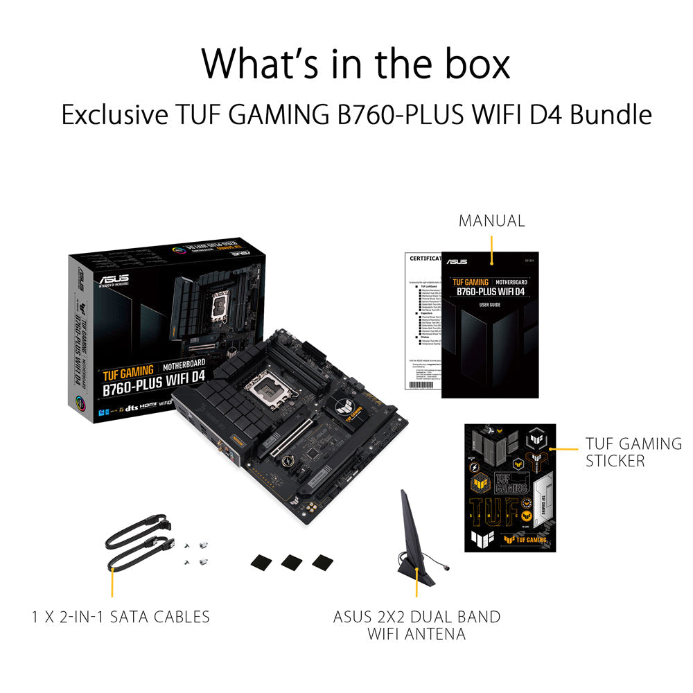 ASUS TUF GAMING B760-PLUS WIFI D4 Intel B760 LGA 1700 ATX Gaming Motherboard