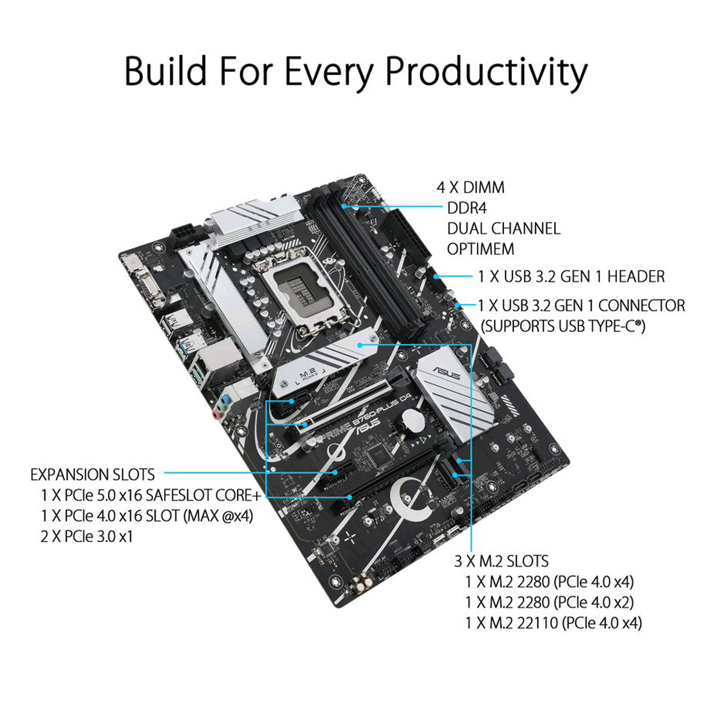 ASUS PRIME B760-PLUS D4 Intel B760 LGA 1700 ATX Motherboard