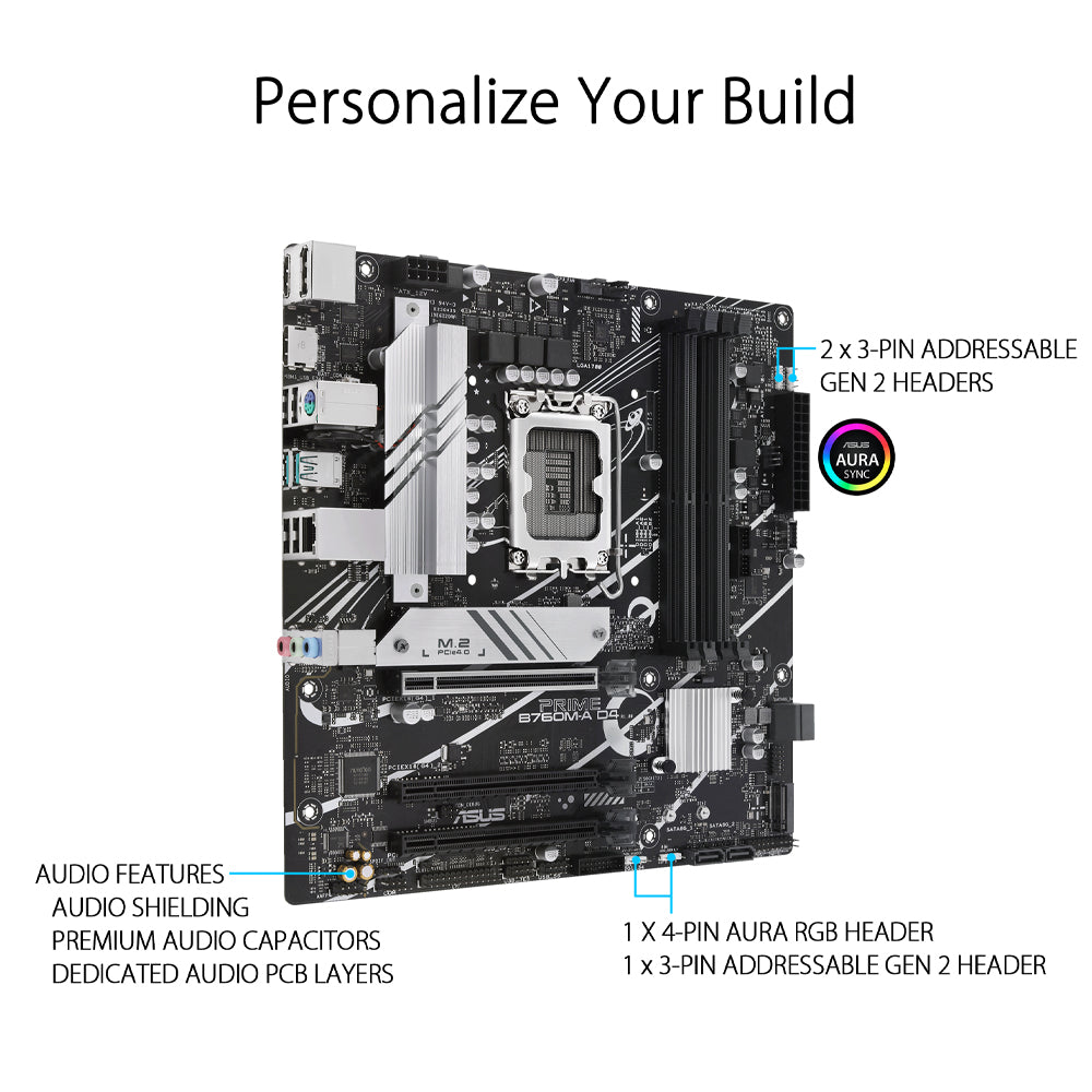 ASUS PRIME B760M-A D4 Intel B760 LGA 1700 Micro-ATX Motherboard
