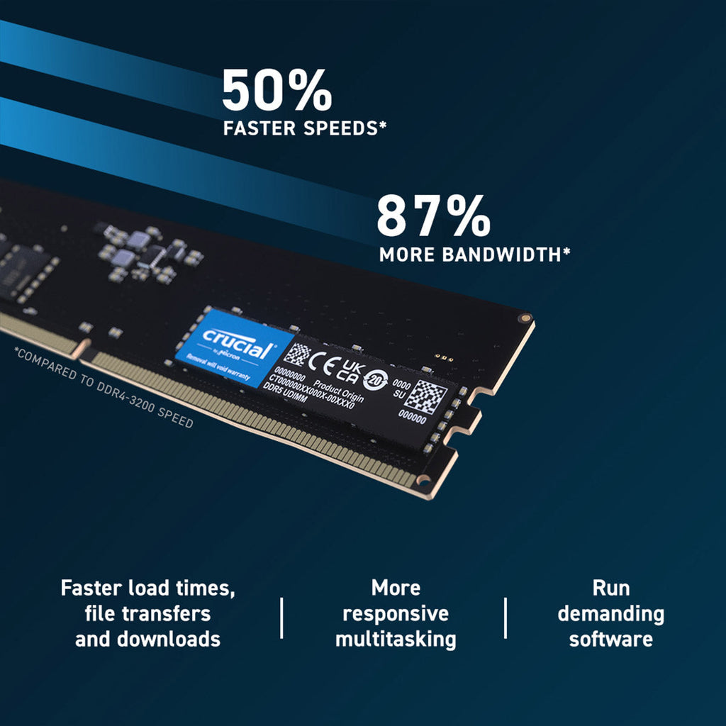 Crucial 8GB DDR5 RAM 4800MHz CL40 Desktop Memory