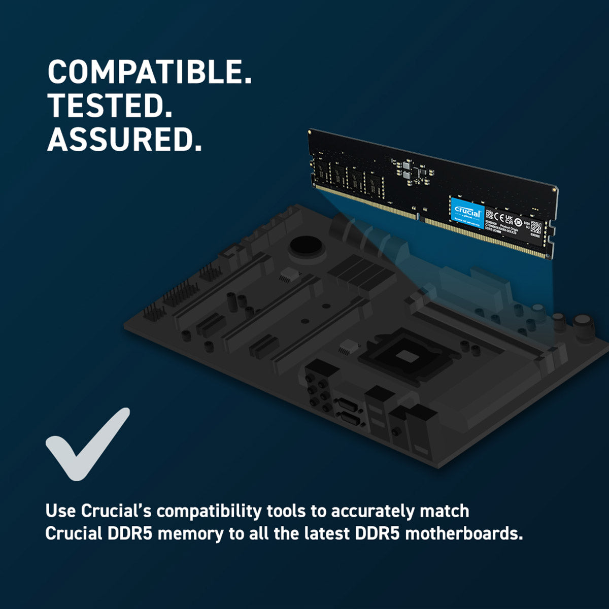 Crucial 8GB DDR5 RAM 4800MHz CL40 Desktop Memory