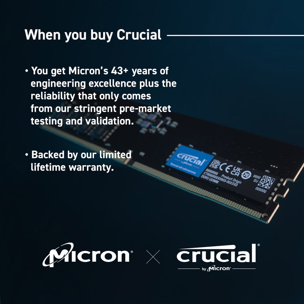 Crucial 8GB DDR5 RAM 4800MHz CL40 Desktop Memory