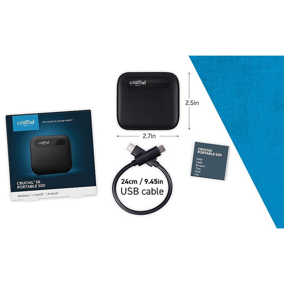 Crucial X6 4TB Portable USB 3.2 Gen 2 Type-C External SSD