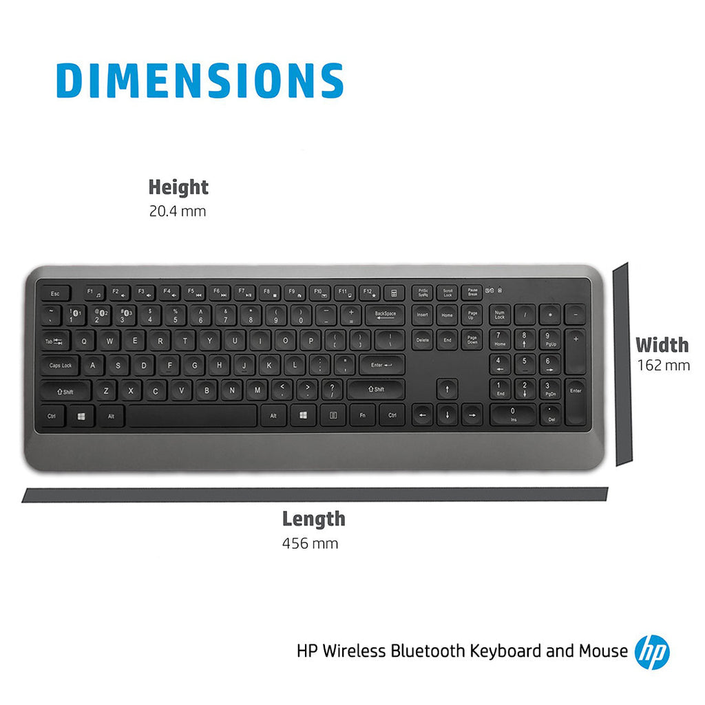 HP 1F0C8PA Wireless Bluetooth Full-size Keyboard and Optical Mouse Combo with Spill Resistant Design