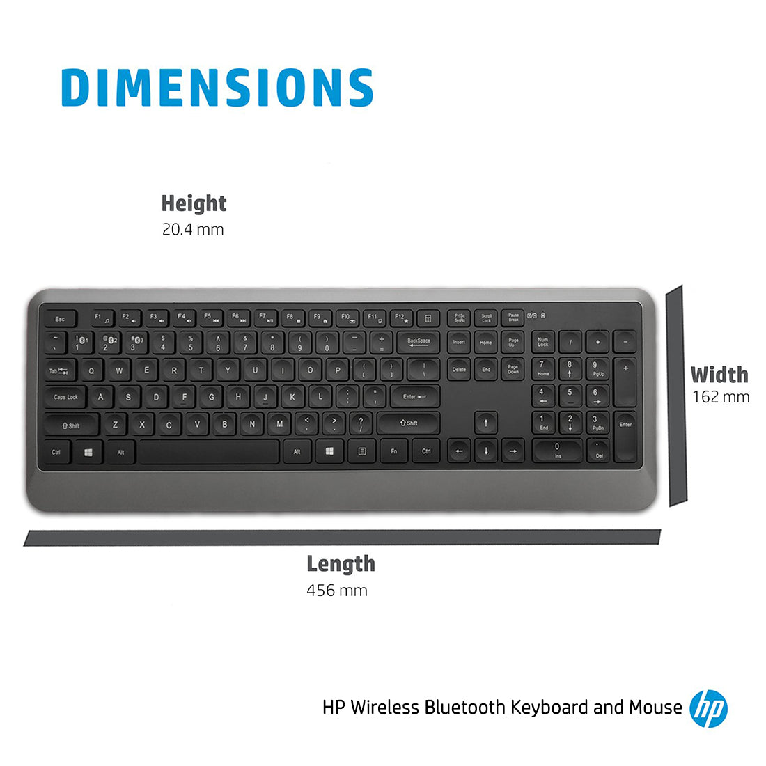 HP 1F0C8PA Wireless Bluetooth Full-size Keyboard and Optical Mouse Combo with Spill Resistant Design