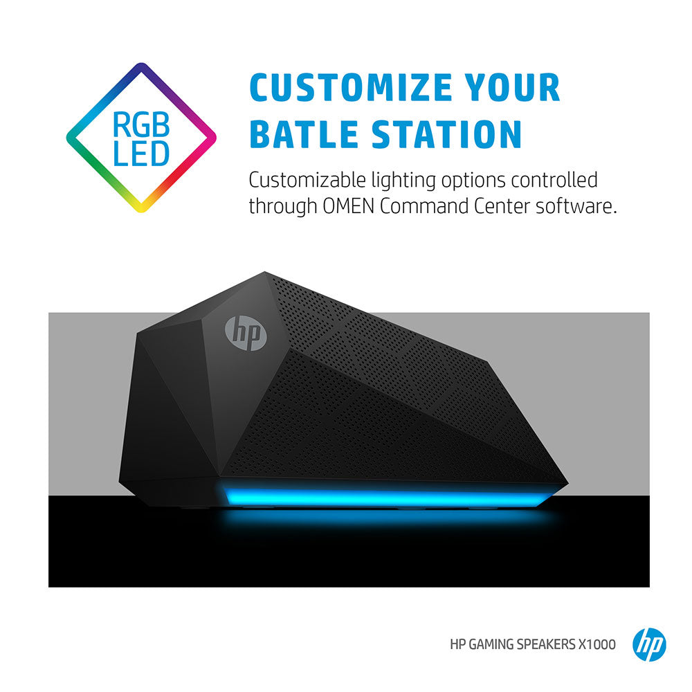 HP X1000 2.1 RGB Gaming Speakers with 3.5 mm AUX Input Sub-Woofer and Deep Bass Adjustable EQ