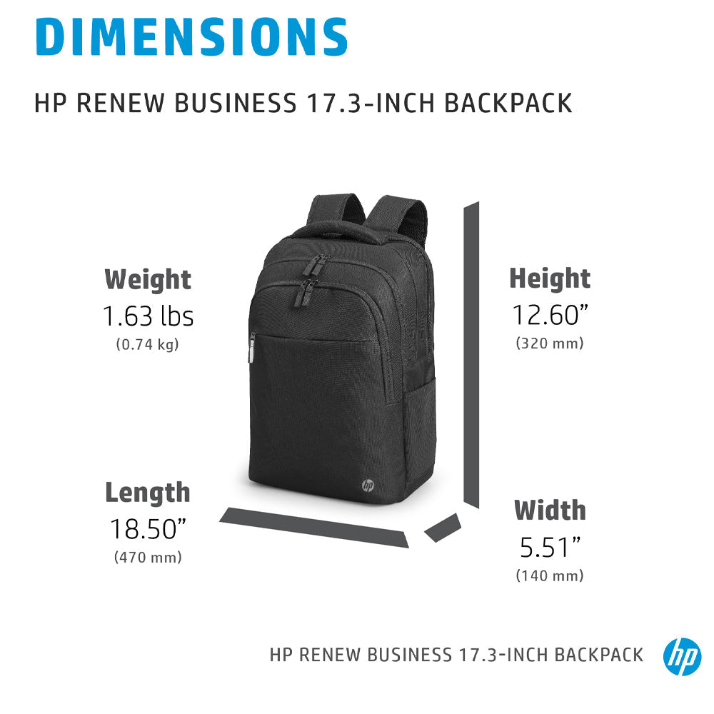 HP Renew Business 17.3-inch Laptop Backpack with RFID and Bluetooth Tracker Pocket