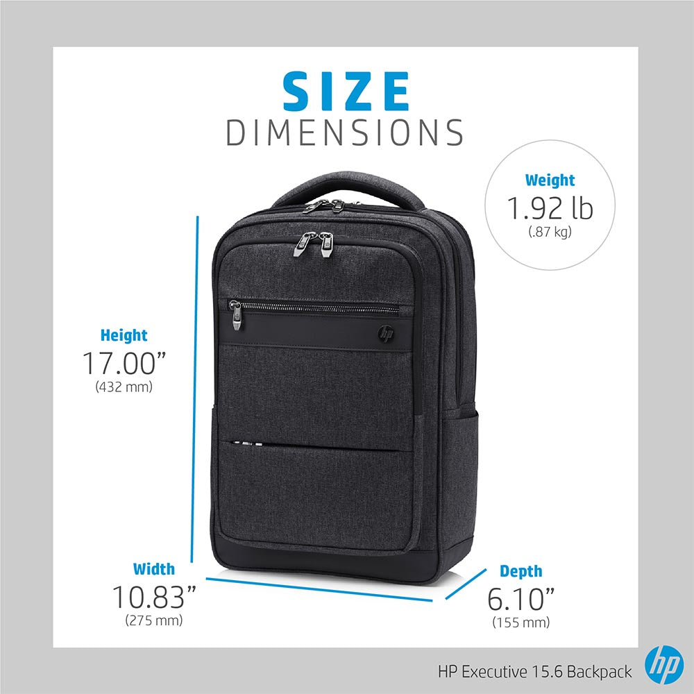 HP 6KD07AA Executive 15.6-inch Laptop Backpack with Built-in USB Charging Port