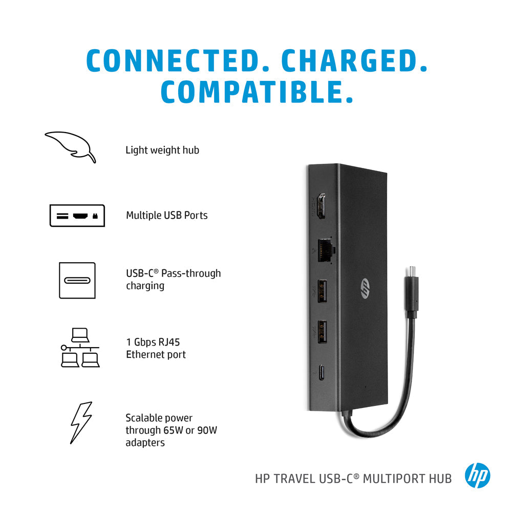 HP Travel USB-C Multi port Hub Docking Station with USB-C and RJ-45 port