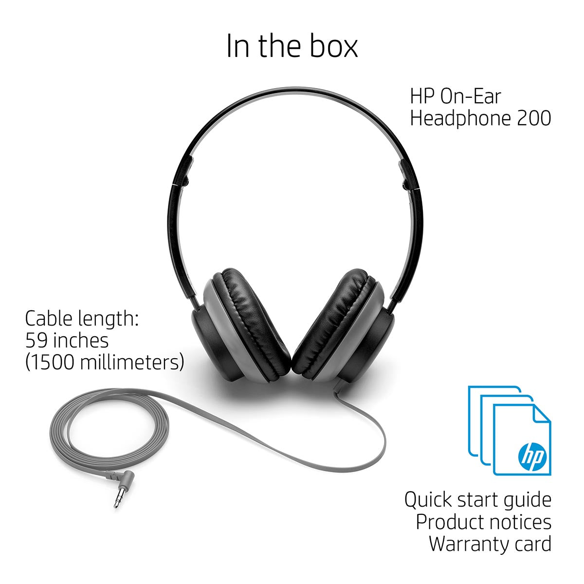 HP 200 Wired On-Ear Headphone with Foldable Design and 30mm Driver Unit