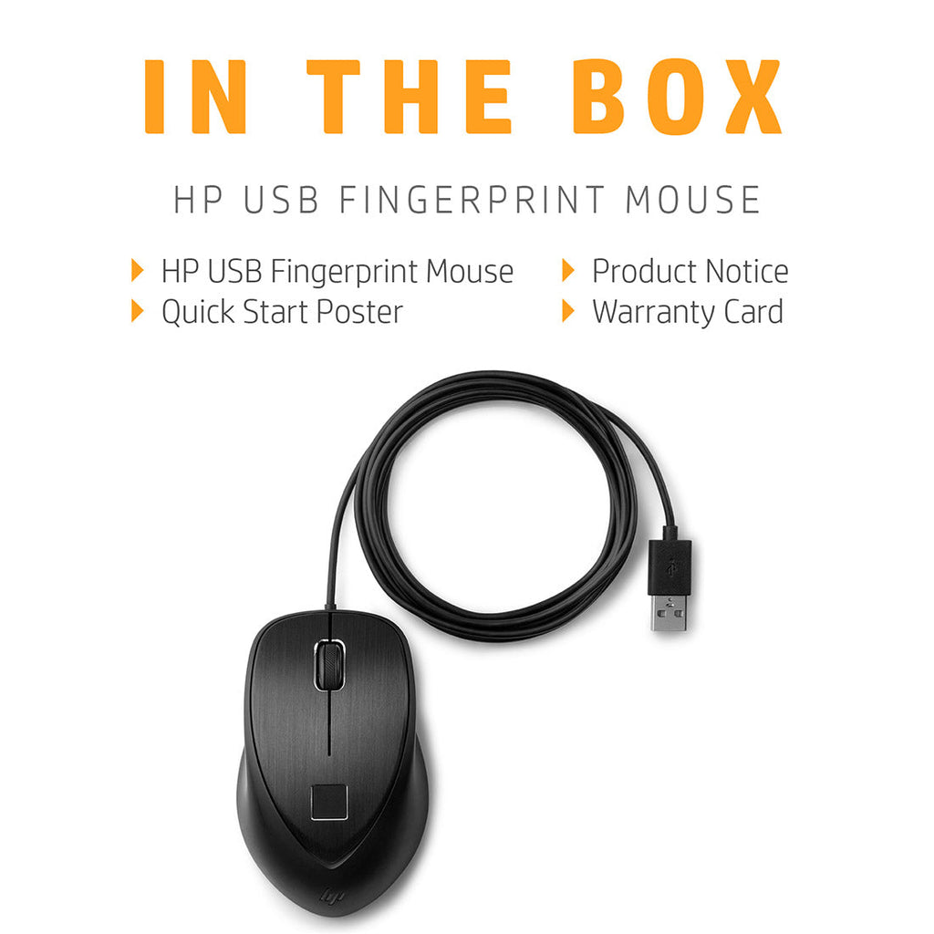 HP Secure Wired USB Mouse with Integrated Fingerprint Reader