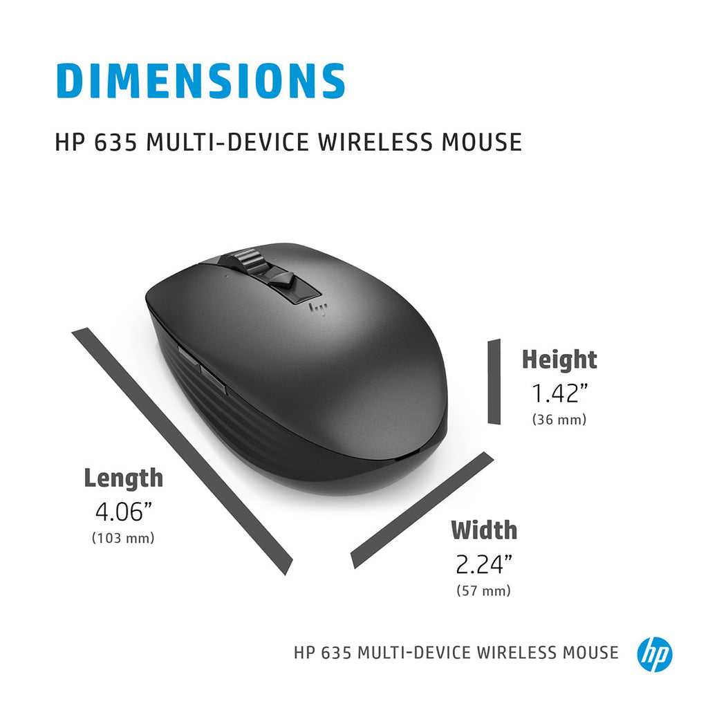 HP 635 Multi-Device Wireless Optical Mouse with 4 Programmable Buttons and Multi-Device Connectivity